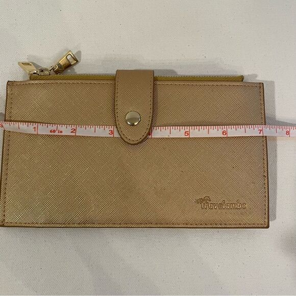 Travelambo RIFD blocking travel wallet gold *has damage - Picture 2 of 8